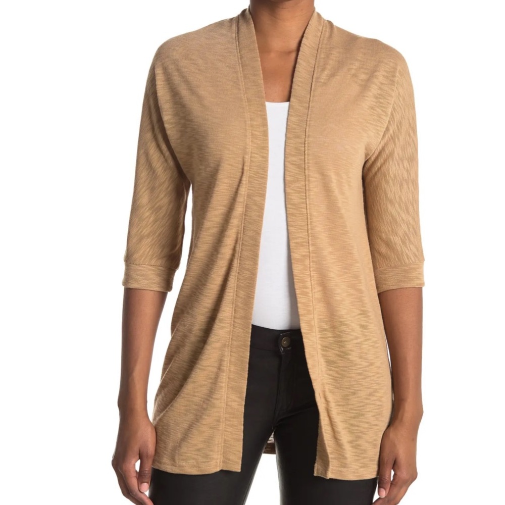 LAUNDRY BY SHELLI SEGAL Dolman Sleeve Knit Cardigan In Camel